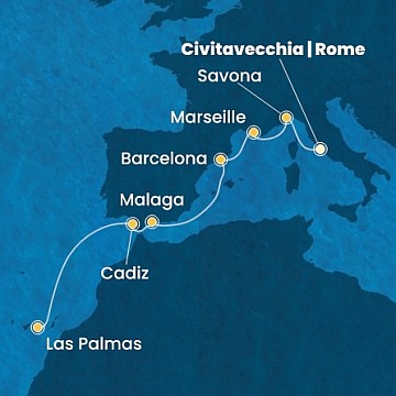 Itálie, Francie, Španělsko z Civitavecchia na lodi Costa Smeralda