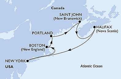 USA - Východní pobřeží, Kanada z New Yorku na lodi MSC Meraviglia, plavba s bonusem
