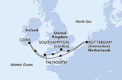 Velká Británie, Nizozemsko, Irsko ze Southamptonu na lodi MSC Virtuosa