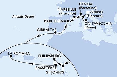 Itálie, Francie, Velká Británie... z Civitavecchia na lodi MSC Opera, plavba s bonusem