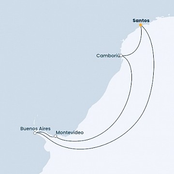 Brazílie, Uruguay, Argentina ze Santosu na lodi Costa Favolosa