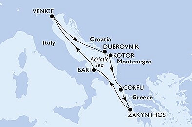 Itálie, Chorvatsko, Černá Hora, Řecko z Bari na lodi MSC Armonia, plavba s bonusem