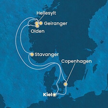 Německo, Dánsko, Norsko z Kielu na lodi Costa Diadema