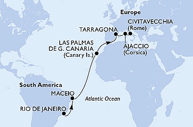 Brazílie, Španělsko, Francie, Itálie z Rio de Janeira na lodi MSC Splendida, plavba s bonusem