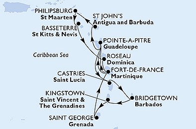 Barbados, Svatý Vincenc a Grenadiny, Martinik... z Bridgetownu na lodi MSC World Europa, plavba s bonusem