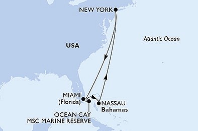 USA - Východní pobřeží, USA, Bahamy z New Yorku na lodi MSC Meraviglia, plavba s bonusem