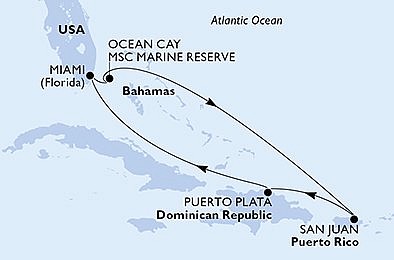 USA, Bahamy, Dominikánská republika z Miami na lodi MSC Seaside, plavba s bonusem