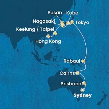 Austrálie, Papua Nová Guinea, Japonsko, Jižní Korea, Tchaj-wan, Čína ze Sydney na lodi Costa Deliziosa