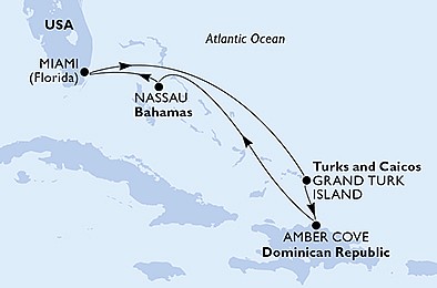 USA, Zámořské území Velké Británie, , Bahamy z Miami na lodi MSC Divina