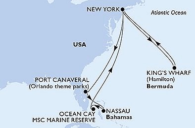 USA - Východní pobřeží, Bermudy, USA, Bahamy z New Yorku na lodi MSC Meraviglia, plavba s bonusem