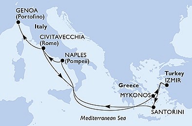 Itálie, Řecko, Turecko z Civitavecchia na lodi MSC Divina, plavba s bonusem