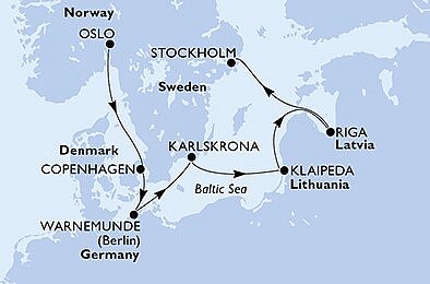Norsko, Dánsko, Německo, Švédsko, Litva, Lotyšsko z Osla na lodi MSC Poesia