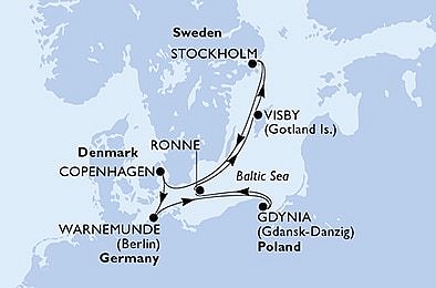 Německo, Polsko, Dánsko, Švédsko z Warnemünde na lodi MSC Poesia