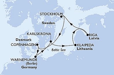Dánsko, Německo, Švédsko, Litva, Lotyšsko z Kodaně na lodi MSC Poesia