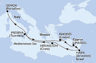 Itálie, Řecko, Kypr, Izrael z Messiny na lodi MSC Sinfonia, plavba s bonusem