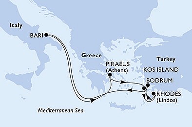 Řecko, Turecko, Itálie z Pirea na lodi MSC Opera, plavba s bonusem