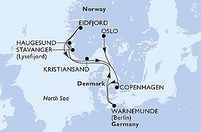 Norsko, Dánsko, Německo z Osla na lodi MSC Poesia