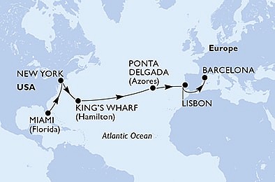 USA, USA - Východní pobřeží, Bermudy, Portugalsko, Španělsko z Miami na lodi MSC Divina, plavba s bonusem