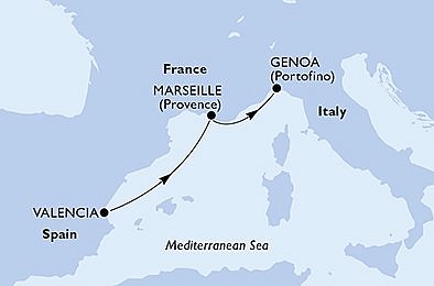 Španělsko, Francie, Itálie z Valencie na lodi MSC Grandiosa, plavba s bonusem