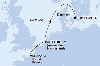 Francie, Nizozemsko, Dánsko z Le Havru na lodi MSC Poesia