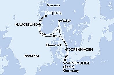 Německo, Norsko, Dánsko z Warnemünde na lodi MSC Poesia, plavba s bonusem