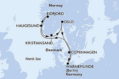 Německo, Norsko, Dánsko z Warnemünde na lodi MSC Poesia, plavba s bonusem