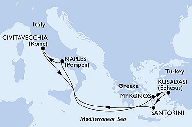 Turecko, Řecko, Itálie z Kusadasi  na lodi MSC Divina, plavba s bonusem