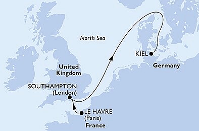 Francie, Velká Británie, Německo z Le Havru na lodi MSC Euribia, plavba s bonusem