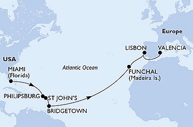 USA, Svatý Martin, Antigua a Barbuda, Barbados, Portugalsko, Španělsko z Miami na lodi MSC Seaside, plavba s bonusem
