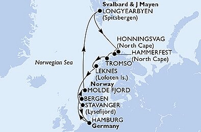 Německo, Norsko z Hamburku na lodi MSC Preziosa