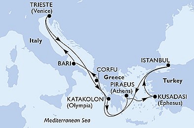Řecko, Turecko, Itálie z Pirea na lodi MSC Fantasia, plavba s bonusem