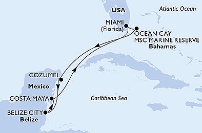 USA, Bahamy, Mexiko, Belize z Miami na lodi MSC Seaside