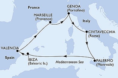 Francie, Itálie, Španělsko z Marseille na lodi MSC Grandiosa, plavba s bonusem