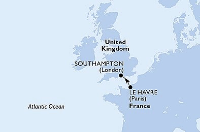Francie, Velká Británie z Le Havru na lodi MSC Virtuosa, plavba s bonusem