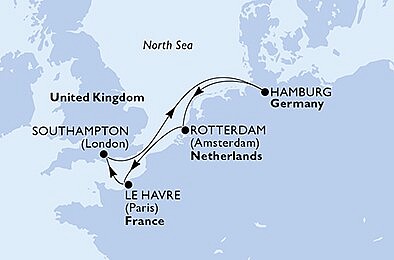 Nizozemsko, Francie, Velká Británie, Německo z Rotterdamu na lodi MSC Preziosa, plavba s bonusem