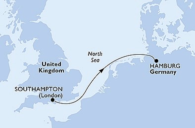 Velká Británie, Německo ze Southamptonu na lodi MSC Preziosa