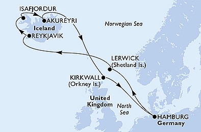 Německo, Velká Británie, Island z Hamburku na lodi MSC Preziosa, plavba s bonusem