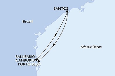 Brazílie ze Santosu na lodi MSC Seaview
