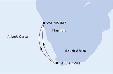 Jihoafrická republika, Namibie z Kapského Města na lodi MSC Musica