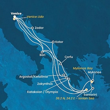Itálie, , Řecko, Černá Hora, Chorvatsko na lodi Costa Deliziosa
