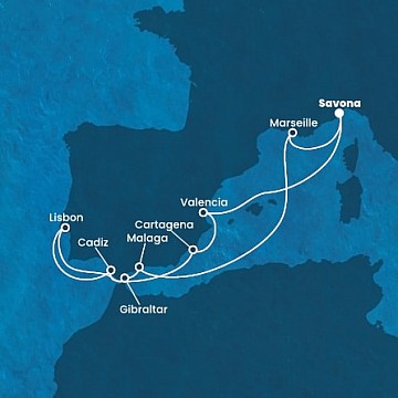 Itálie, Francie, Španělsko, Velká Británie, Portugalsko ze Savony na lodi Costa Favolosa