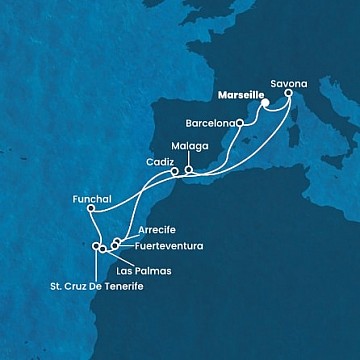 Francie, Itálie, Španělsko, Portugalsko z Marseille na lodi Costa Diadema