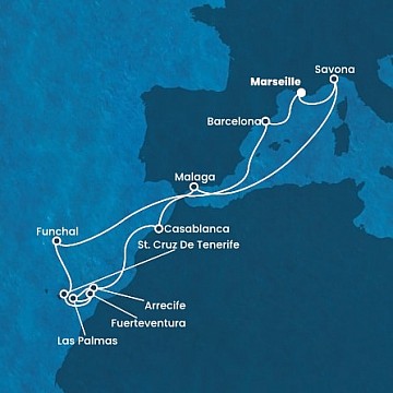 Francie, Itálie, Španělsko, Maroko, Portugalsko z Marseille na lodi Costa Diadema