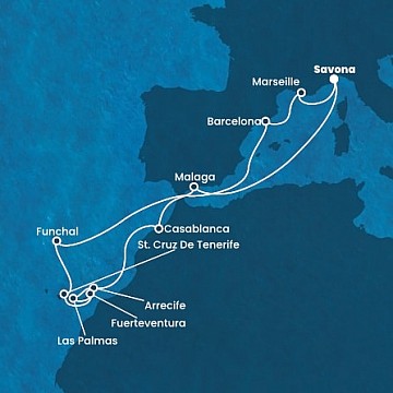 Itálie, Španělsko, Maroko, Portugalsko, Francie ze Savony na lodi Costa Diadema