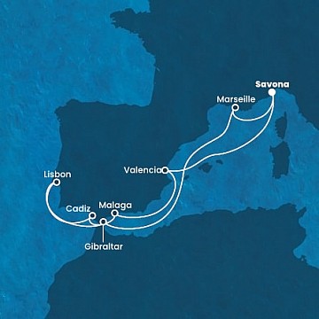 Itálie, Francie, Velká Británie, Portugalsko, Španělsko ze Savony na lodi Costa Favolosa