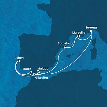 Itálie, Španělsko, Portugalsko, Velká Británie, Francie ze Savony na lodi Costa Fortuna