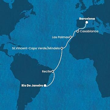 Brazílie, Kapverdy, Španělsko, Maroko z Rio de Janeira na lodi Costa Favolosa