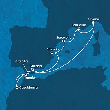 Itálie, Španělsko, Maroko, Velká Británie, Francie ze Savony na lodi Costa Fortuna