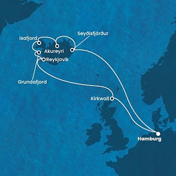 Německo, Island, Velká Británie z Hamburku na lodi Costa Favolosa