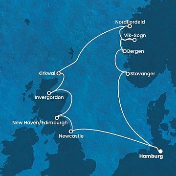 Německo, Velká Británie, Norsko z Hamburku na lodi Costa Favolosa